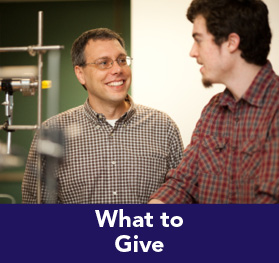 Riollver image of a teacher and student in the Science lab. Link to What to Give.