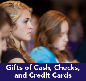 Rollover image of students at chapel. Link to Gifts of Cash, Check, and Credit Cards.